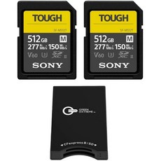 Sony SF-M 시리즈 터프한 512GB UHS-II SDXC 메모리 카드 2팩 CFexpress Type-B 및 SDUHS-II 리더 번들