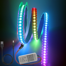 WS2812B Led 스트립 SP110E USB 블루투스 컨트롤러 WS2812 30/60/144 픽셀/m RGB 개별적으로 주소 지정 LED 라이트 키트 DC5V, [01] Black PCB, [01] 1m 30Led Kit, [01] IP30 Not waterproof, 1개