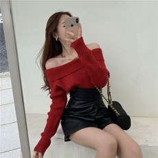 안나리야 겨울 오프숄더 골지 섹시 예쁜 니트 SY
