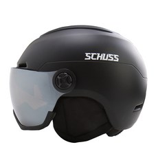 SCHUSS 스노우보드헬멧 스키헬멧 고글일체형 헬멧, 무광 블랙