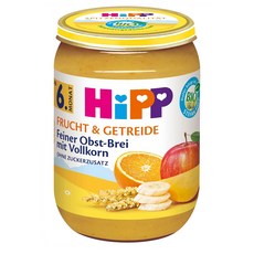 Hipp 이유식 후르츠 앤 그레인 190g 6팩 6개월 이상 Fruit & Grain Fine fruit pulp with whole grain from 6th month, 6개