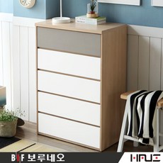 [보루네오 하우스] 아르메 그레이 와이드 5단 서랍장, 그레이＋메이플