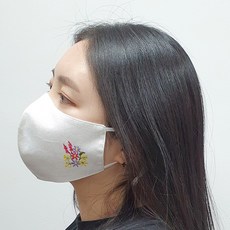 [예원콜렉션] 빨아쓰는 마마스크 사이즈 조절 가능한 꽃 자수 면마스크