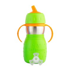 Kid Basix Safe Sippy 아기/유아용 스테인리스 스틸 컵 둥근 식기 세척기 사용 가능 BPA 프리 325ml(11온스) 여행/학교/놀이 그린