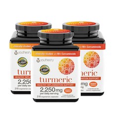 유씨어리 터메릭 강황 커큐민 2250mg 210캡슐 3병 / youtheory Turmeric Extra Strength Formula 2250mg 210ct, 210정, 3개