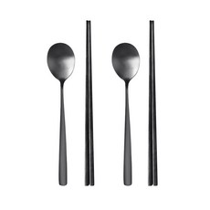 라피네 커트러리 2인 수저세트 수저 양식기, 블랙, 1개