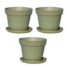 하우스홈 친환경소재 분갈이 목분화분 분갈이 인테리어 텃밭 큰화분 소형, 3개, 모스그린 화분+받침대