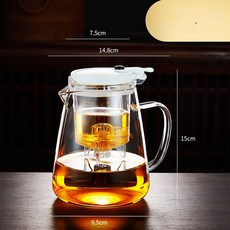Piaoyi 컵 주전자 단일 차 사무실 유리 세트 고온 저항 메이커 가정용 필터, 17 [800ml] round belly piaoyi, 1개