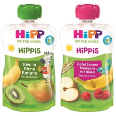 HiPP 힙 HiPPiS 배 바나나 사과 라즈베리 과일파우치 이유식 퓨레 12개x100g, 100g, 12개