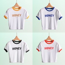 PINK 매력만점 HONEY 레터링 크롭티 요가탑 필라테스복