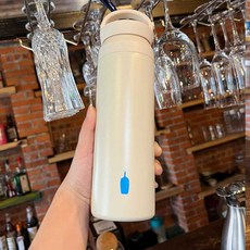 블루보틀 텀블러 스테인레스 스틸 보온 보냉 휴대용, 미색 (파란색 병) 500ml, 500ml