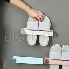 해피ONE 무타공 부착식 슬리퍼 정리대, 블루, 1개