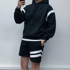 남자 두줄 라인 후드 반바지 반팔 트레이닝 2컬러 3사이즈 리뷰후기