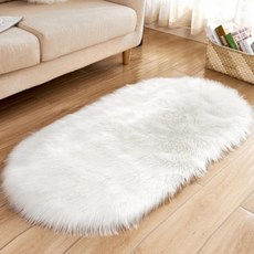  타원형 장모 러그 화이트 600MM X 1200MM 감성템 인테리어 셀리스틴 