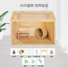 햄스터집 도마뱀 닭 나무 병아리 애완 키우기 사육장 용품 놀이터, 40x30x30cm채광창형케이지+10종구성품, 1개
