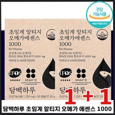 1+1 담백하루 초임계 알티지 오메가 에센스 1000 rtg 순도 높은 혈행 눈 건강 기억력 개선 비타민 D 디 오매가 쓰리 스리 가족 영양제 추천 건강기능식품 선물 3 6, 2개