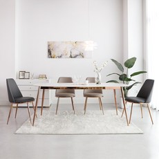티엔느 디자인 포세린 세라믹 식탁세트 (1400 1600 테이블) 모디카 4인용+토디 의자4p, 1400 사각, 토디(라이트 그레이 4p)