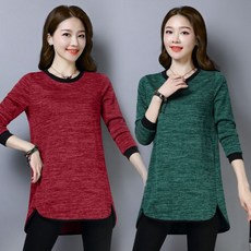 A라인티 여성 아이템 스타일 라운드 레드 그린 패션
