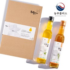 농부플러스 국산 냉압착 생들기름+저온착유 참기름 240ml 2병 선물세트