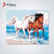 FiIIery DIY 명화그리기 벽화 그림그리기 동물 유화 세트 40 x 50cm, 94-달리는 말