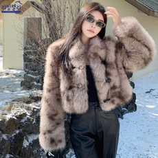 켈리스 스타일리쉬 믹스 카라 퍼 자켓
