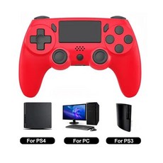 GAMINJA 무선 게임패드 6 축 자이로 듀얼 진동 게임 컨트롤러 PS4 PS3 콘솔 윈도우 7 8 10 PC 조이스, 1개, 04 Red