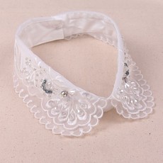 규빅 더블레이어 꽃자수 스톤 여자와이셔츠 넥케이프 페이크카라 봄가을 겨울 흑백
