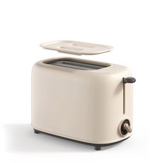 DMWD 전기 빵 토스터 자동 아침 식사 기계 양면 가열 샌드위치 메이커 먼지 커버 포함 6 도, 01 Beige, 1개
