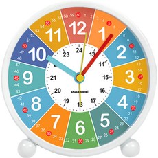 프라홈 무소음 숫자 교육용 알람 탁상시계, 화이트 화이트