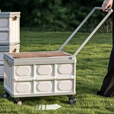 휠리 폴딩박스 캠핑 차박 트렁크박스 정리함 장바구니 구르마 우드 테이블 캠핑 손수레 00765