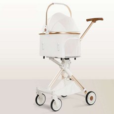 강아지유모차 선루프 2단 캣카 럭셔리에디션, 애완동물 유모차 (하중 15kg), 로즈골드화이트+컵홀더+레인커버, 1개