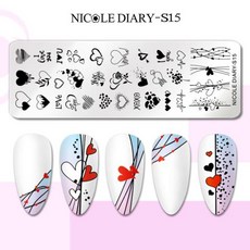 NICOLE DIARY 나뭇잎 네일 스탬핑 플레이트 잎 꽃 나비 라인 인쇄 스텐실 스탬프 템플릿 네일 아트 도구, 한개옵션1