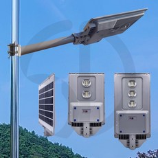 솔까든 태양광 가로등 LED 전등 야외등 일체형 농막 전원주택 고급솔라등 162LED 태양열 에너지 충전 솔라 이면도로 가로등, 2구108LED 3M기둥포함