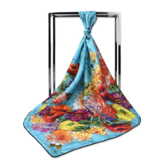 [미국 직구] Corciova 여성 예쁜 스카프 cs-406-13 Columbia Blue Colorful Flowers Patterns