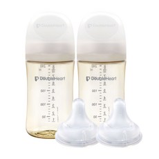 더블하트 모유실감 3세대 PPSU 모먼트 트윈팩 240ml+젖꼭지(2입)