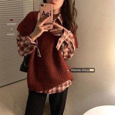 조끼 여성 일찍이 봄 코디 학원 무드 캐쥬얼 스타일리쉬 트렌드