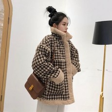 해외여성 무스탕 코트 아우터 뽀글이 인조 양털자켓 ei53