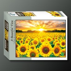 토이앤퍼즐 노란빛으로 물든 해바라기 들판의 일몰 직소퍼즐 TP10-1015, 1000피스, 혼합색상, 1개 1000피스, 혼합색상