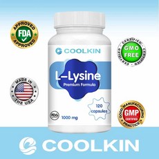 Coolkin L-라이신 1000 mg - 면역 건강을 강화하고 구순포진을 치료하는 이중 강도 라이신, 1박스, 120정