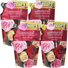 일본직발송 6. 사무라이 우먼 프리미엄 샴푸 370ML × 2개 + 컨디셔너 370ML × 2개 리필 세트 B07FP63TKS, One Size