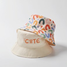 더메르시 아동용 레인보우 큐트 양면 벙거지 모자