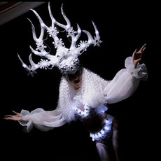 Led 빛나는 의류 화이트 파티 여왕 크리스마스 뿔 클럽 무대 댄스웨어