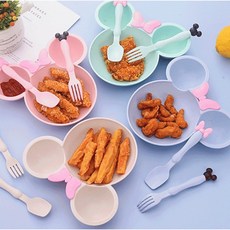큐티젼마켓 유아식기세트 자기주도식습관 이유식준비물, 미키파스텔핑크, 1개