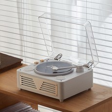 레트로 씨디플레이어 CDP 턴테이블 원목 엔틱, 화이트 우드, CDplayer
