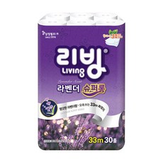 리빙 라벤더 슈퍼롱 3겹 33m 30롤 화장지, 30개, 30개입