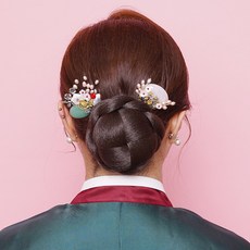 살롱드메리 꽃방울S 가발 가채 가모 한복 혼주 올림머리 똥머리 한복머리장식, 블랙, 1개