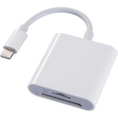 iPhoneiPad용 SD 카드 리더 듀얼 슬롯이 있는 메모리 지원 및 TF 트레일 카메라 뷰어 Sd 어댑터 휴대용 마이크로 애플리케이션 필요 없음, 2-in-1(White), 1개