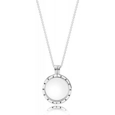 Pandora Women 's Floating Locket 미디엄 사파이어 크리스탈 유리 제품 번호 # 590529-60