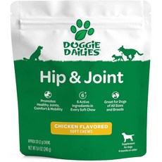 개를 위한 Doggie Dailies 글루코사민 – 120츄 – 콘드로이틴 MSM 히알루론산 및 CoQ10이 포함된 고급 개 관절 보조제 – 프리미엄 개 글루코사민, 1개