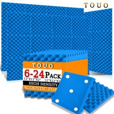 단열 뽁뽁이 창문 TOUO 어쿠스틱 폼 계란 상자 방음 패딩 스폰지 패드 스튜디오 패널 룸 액세서리 6 개 1224, 6개, 34) Blue - High Density - 6 Pc